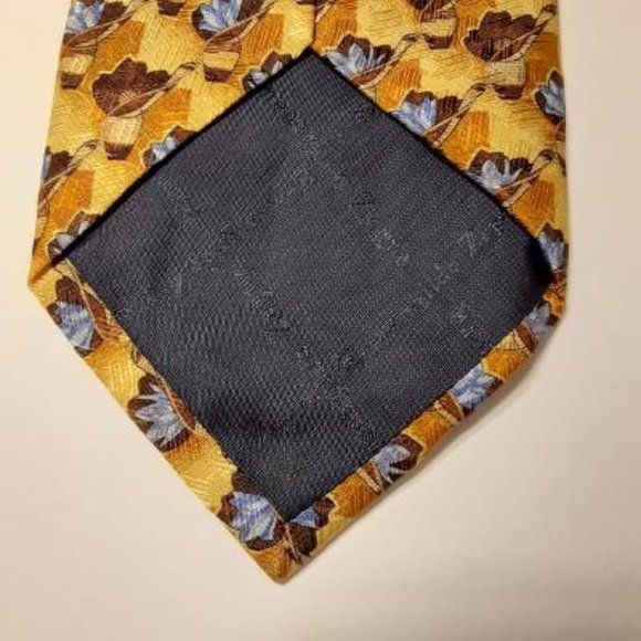 Ermenegildo Zegna Golden Blues Brown 100% Silk Tie - Picture 7 of 9